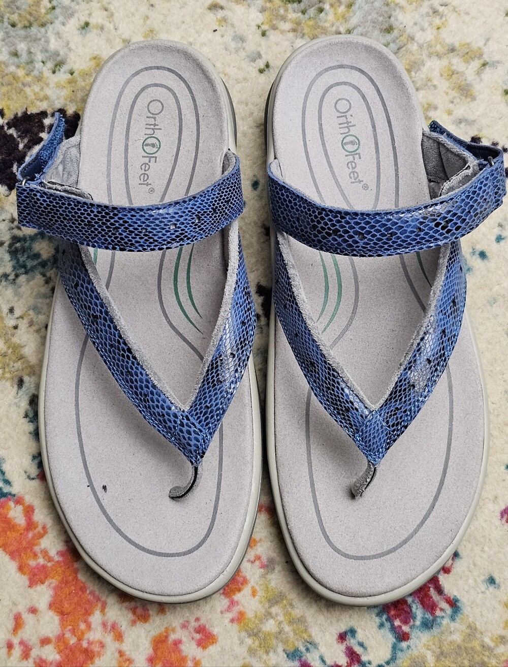 Orthofeet Gaya 974 Snake Print Flip Flops Sandals Women's 9.5 D Wide Slip On